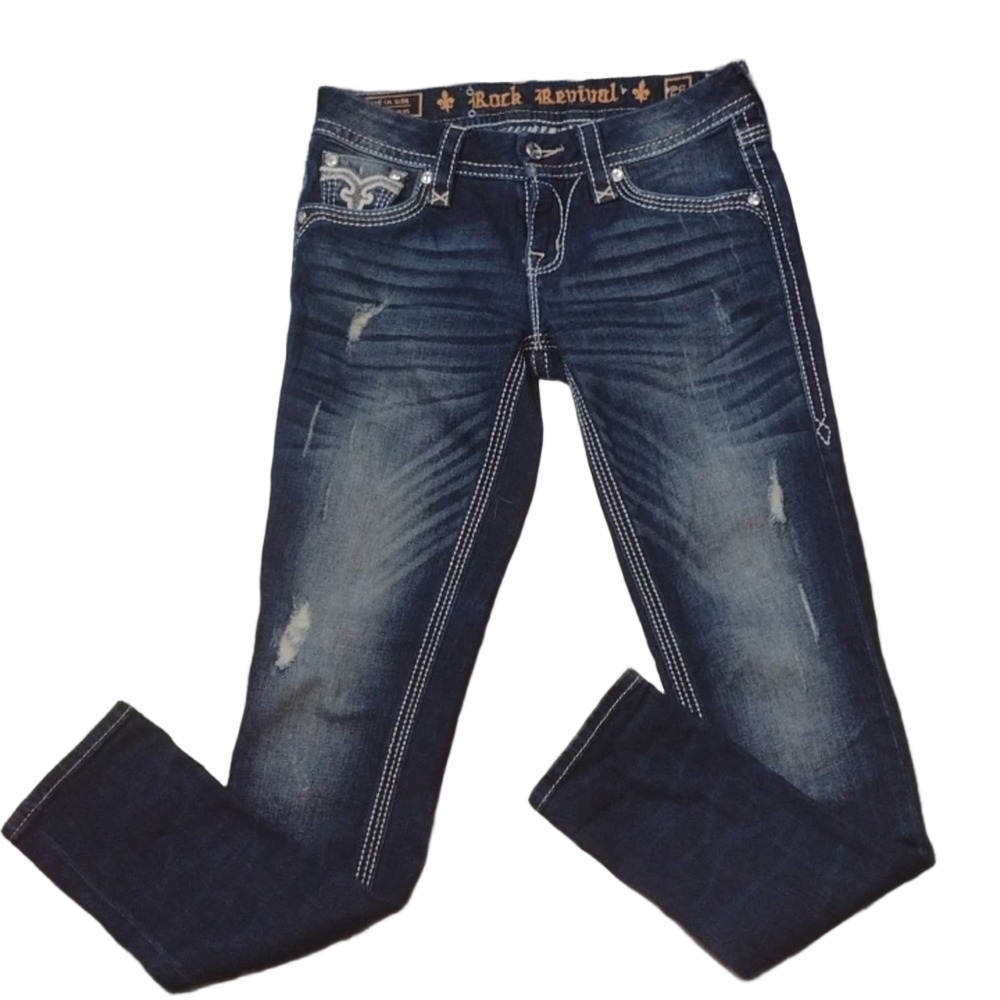 Rock revival distressed drew cuffed skinny jeans size 26